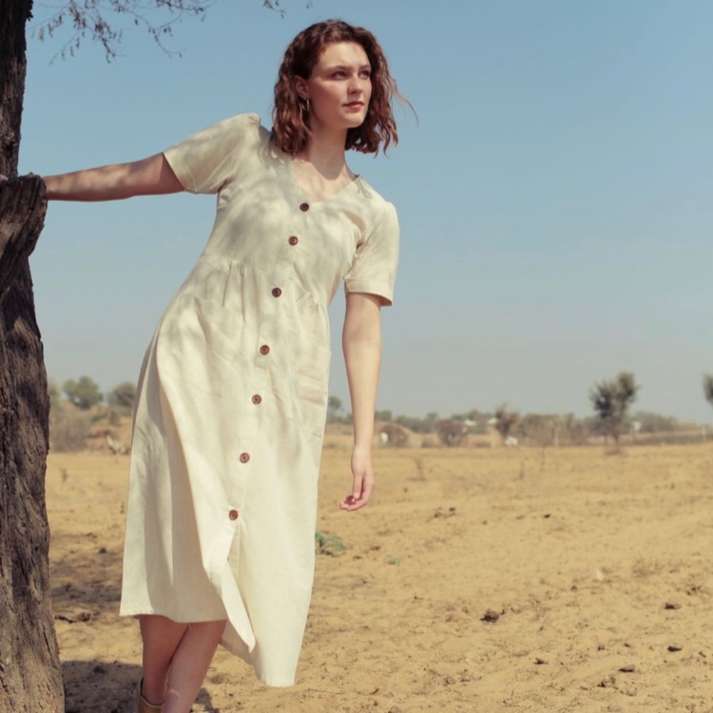 Pana Mina Cotton Flax Dress NWOT